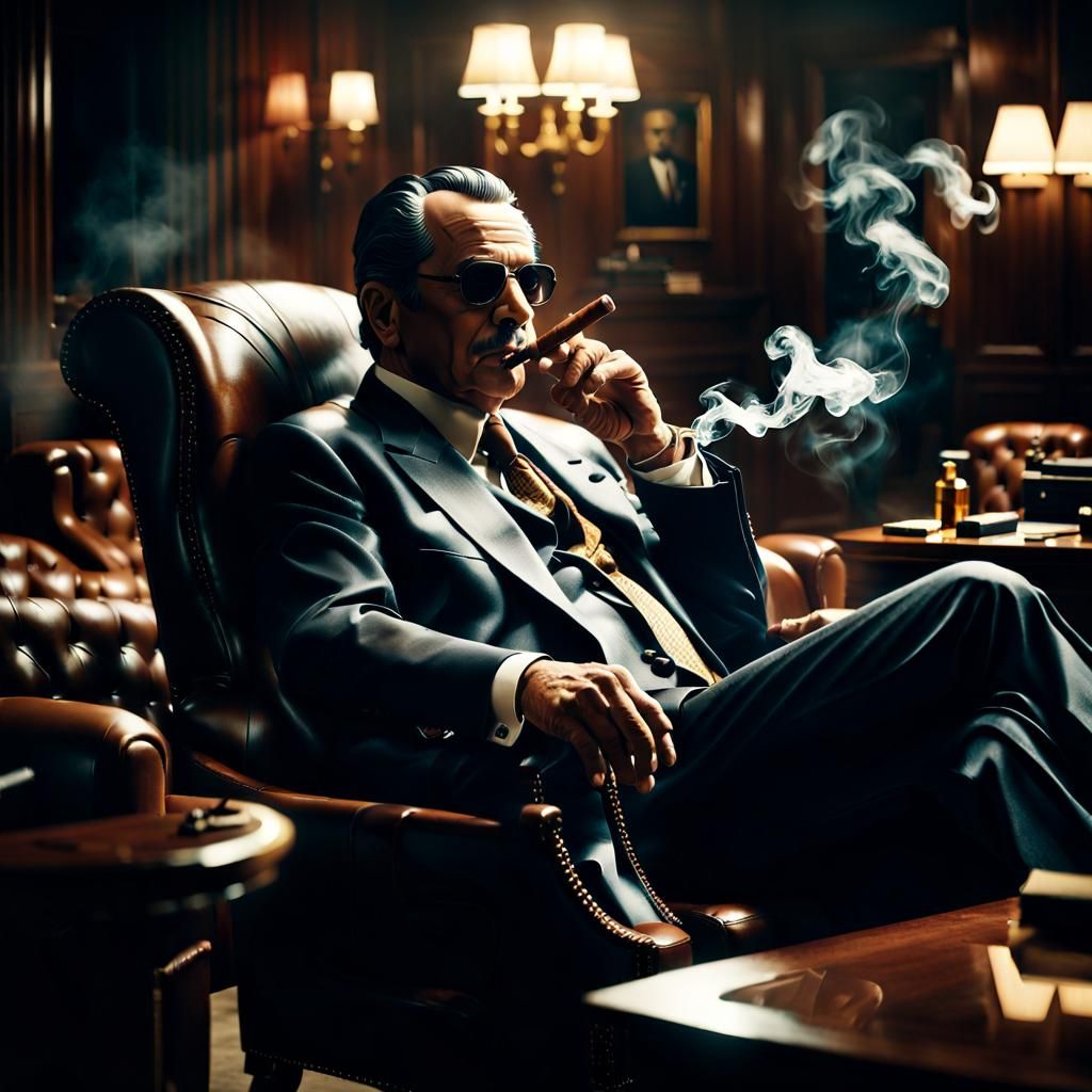 Mafia Boss in Luxurious Office: Film Noir Style