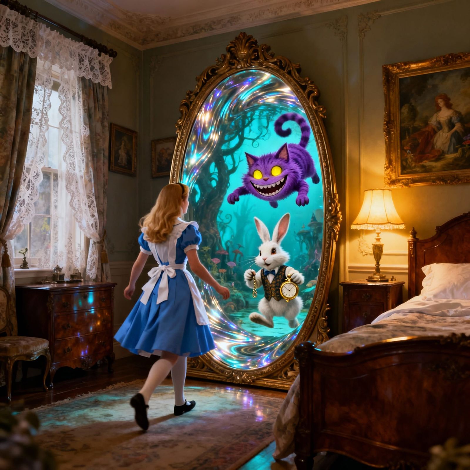 Alice Through Looking Glass in Victorian Room