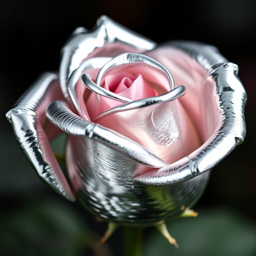 Luxurious Chrome Rose in Macro Perspective