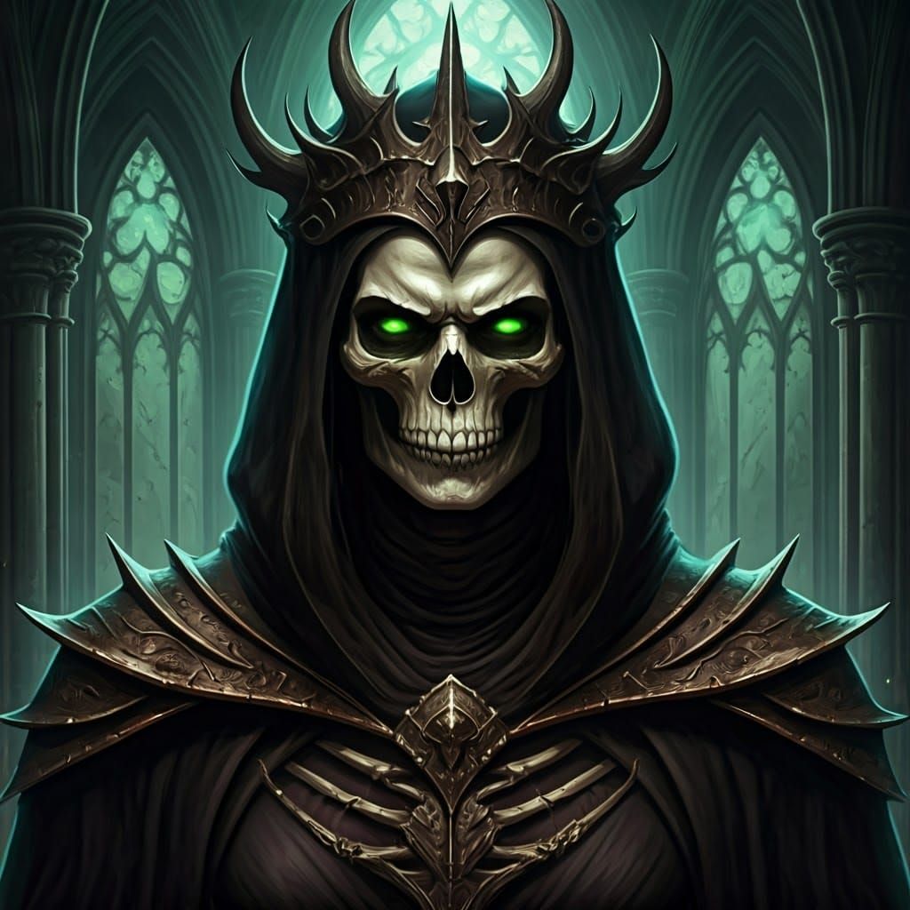 Eerie Lich Queen Portrait in Grimdark Style