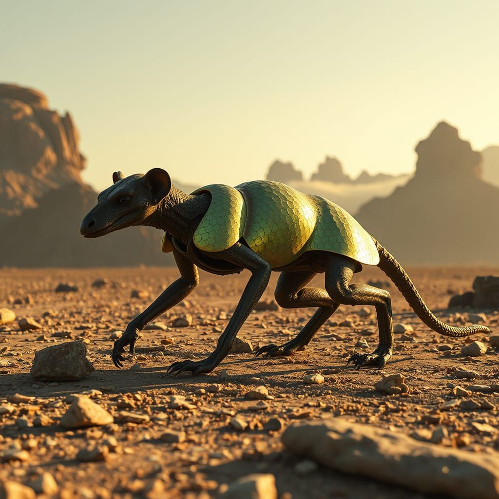 Exoplanet Landscape with Alien Hybrid Species