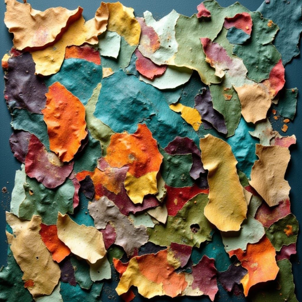 Autumn Papercraft Abstract Art With Textures