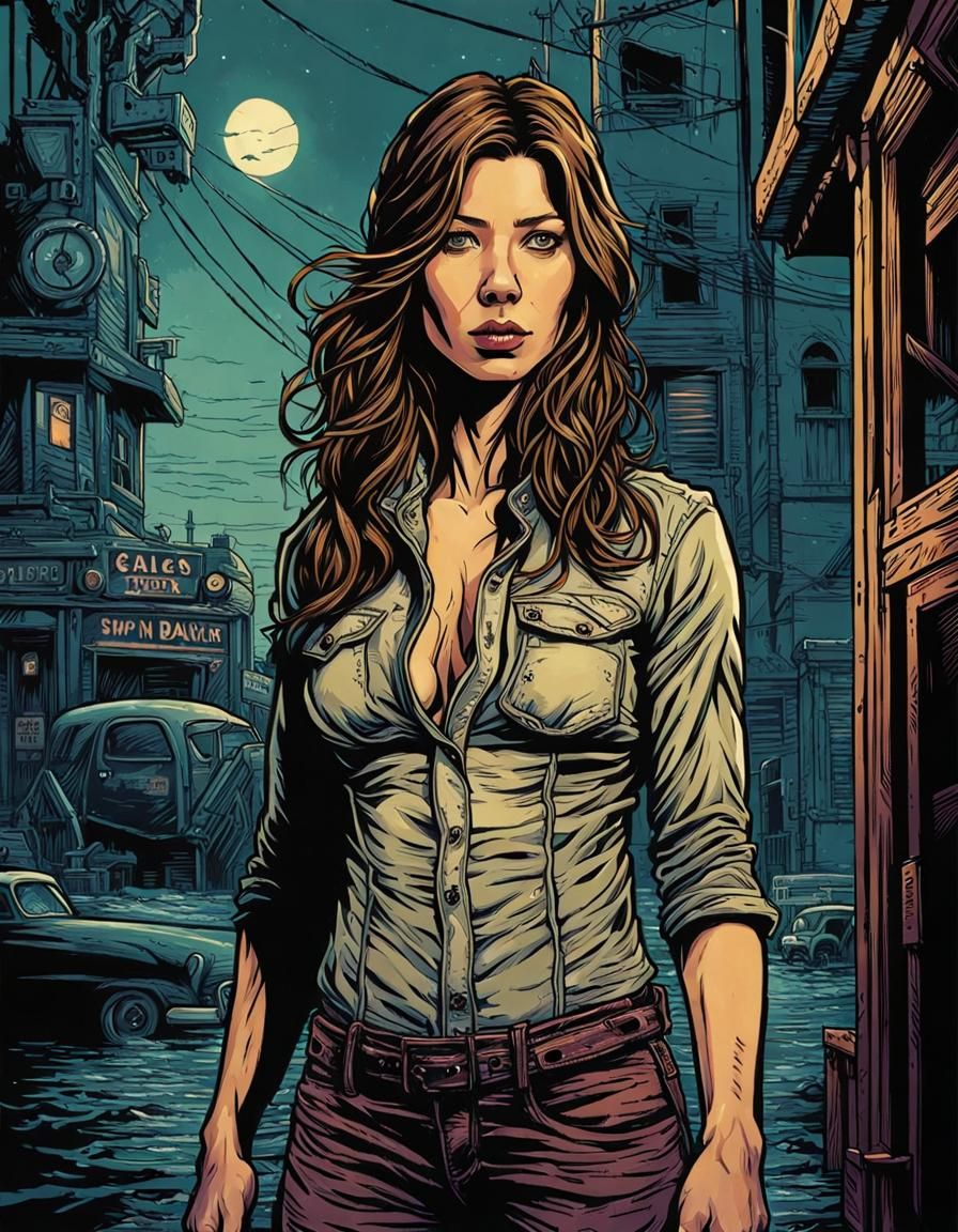 Dramatic Woman Portrait in Graphic Style