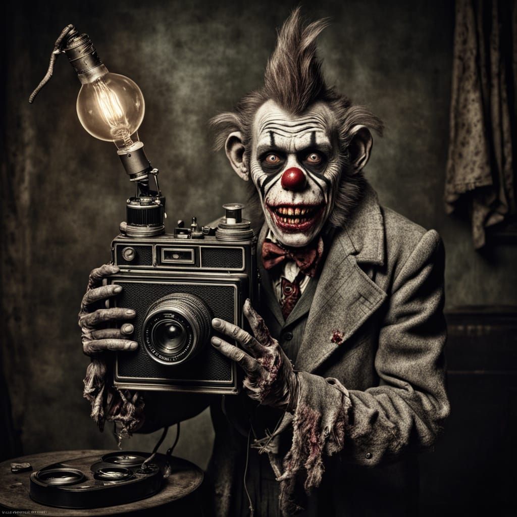 Zombie Monkey Clown Captures Grotesque Dancer Portrait