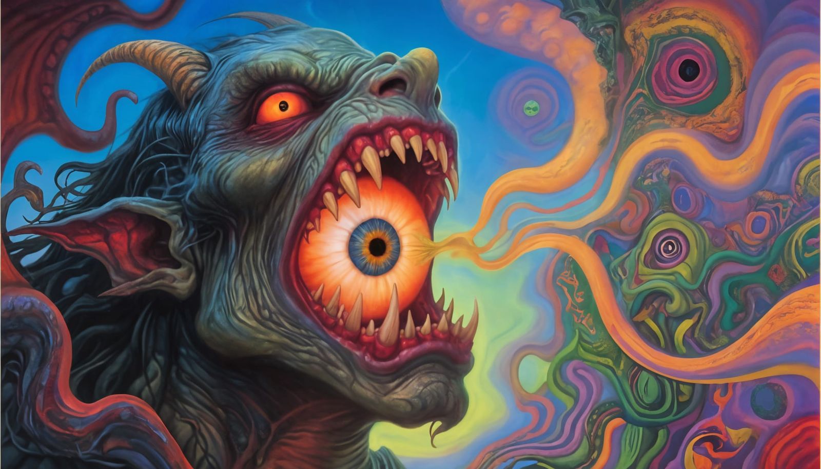 Balrog Roars with Eye: Surreal Psychedelic Art