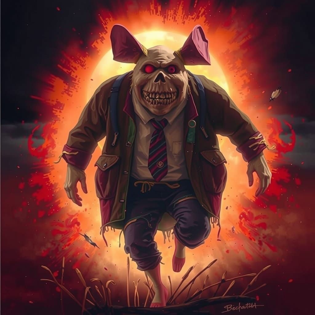 Desolate Scarecrow in Twilight, Graffiti Art Style