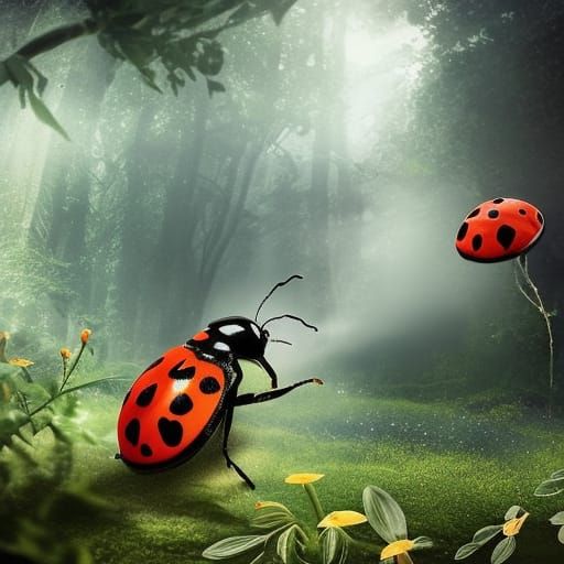 Ladybug and Butterfly Romance at Dawn