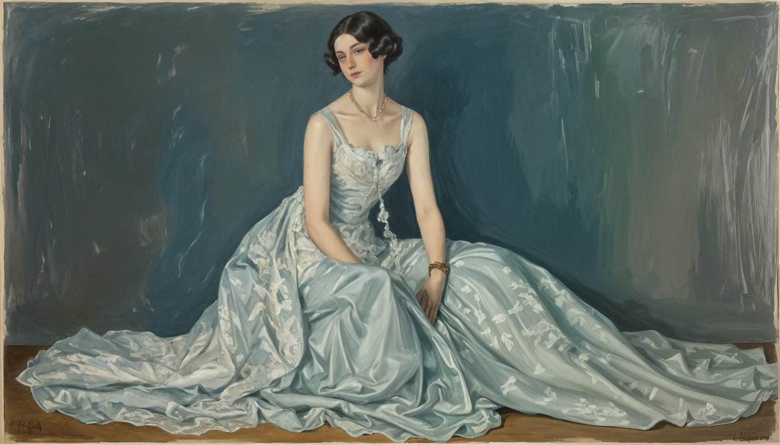 Woman in Blue and Yellow Mosaic Robe, Oil on Canvas, 1933