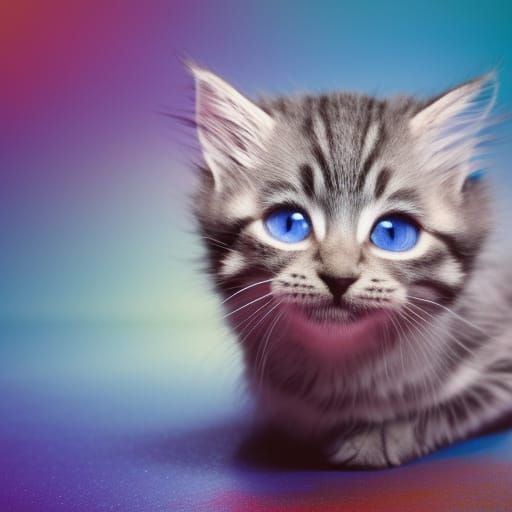 Cute Tabby Kitten Playing with Yarn