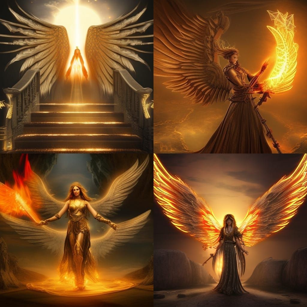 Epic Gate Guardian Angel with Flaming Sword