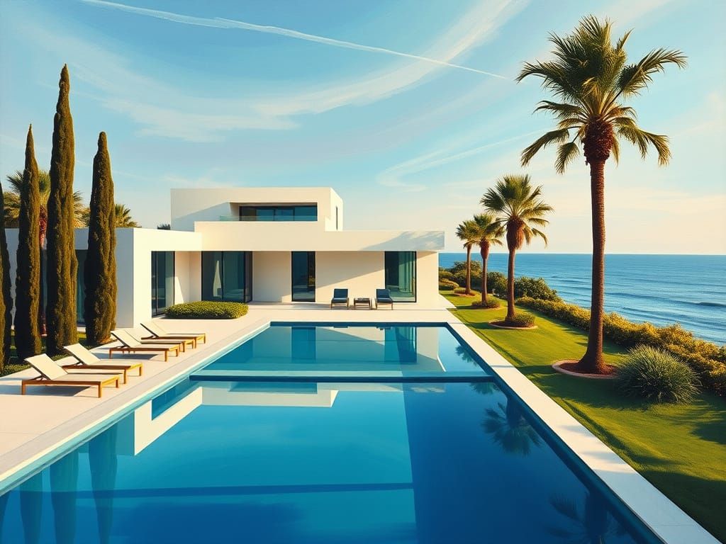 Abstract Modern House Near the Ocean