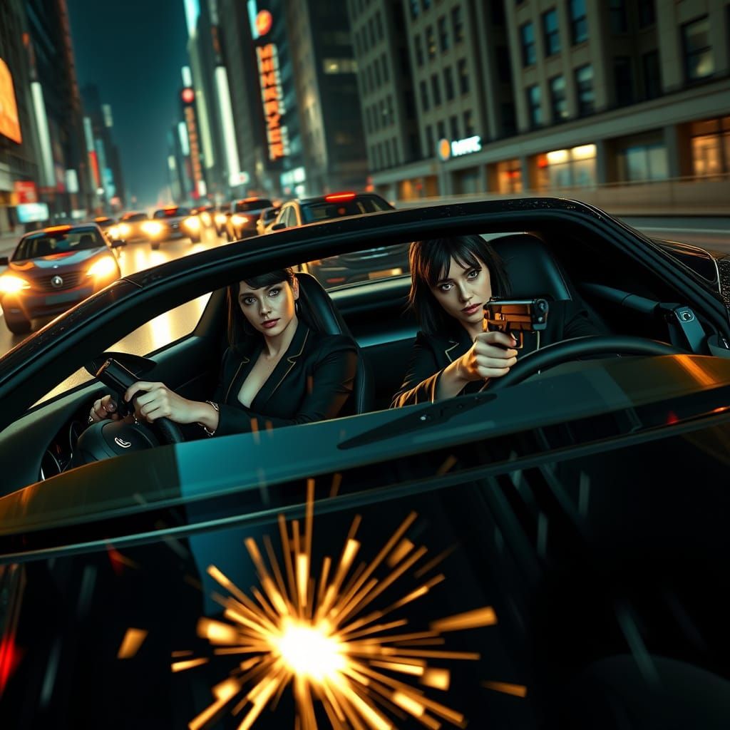 Cyberpunk Secret Agents Race Through Neon City