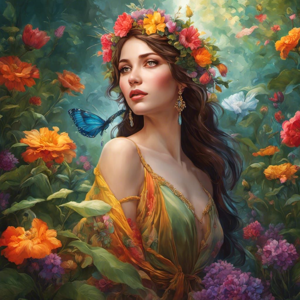 Enchanted Fairy Portrait in Art Nouveau Style