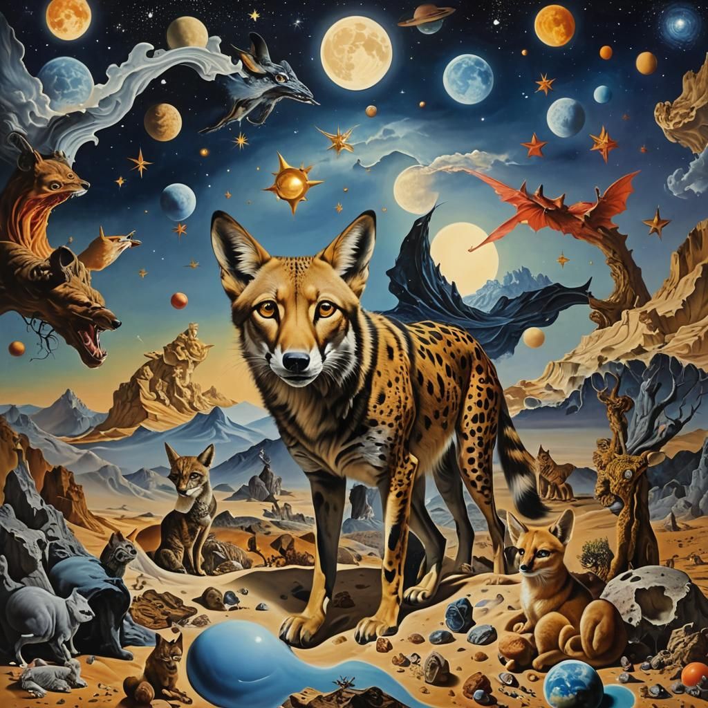 Surreal Night Landscape in a Maximalist Style