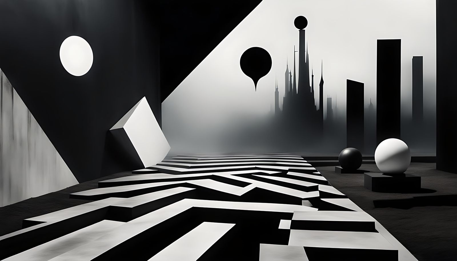 Sinister Macabre Nightmare in Abstract Constructivism Style