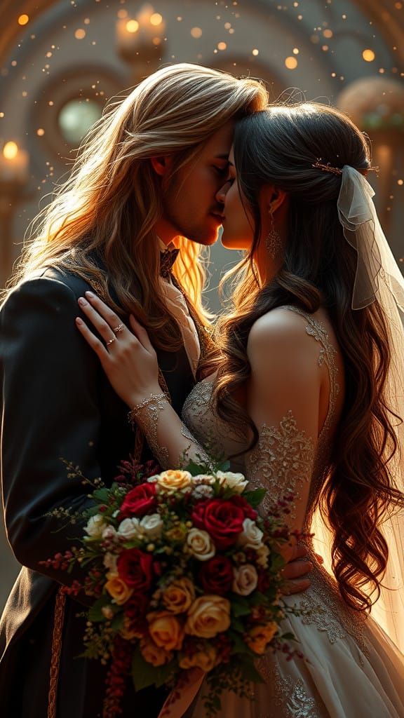 Victorian Era Fantasy Couple in Complementary Colors