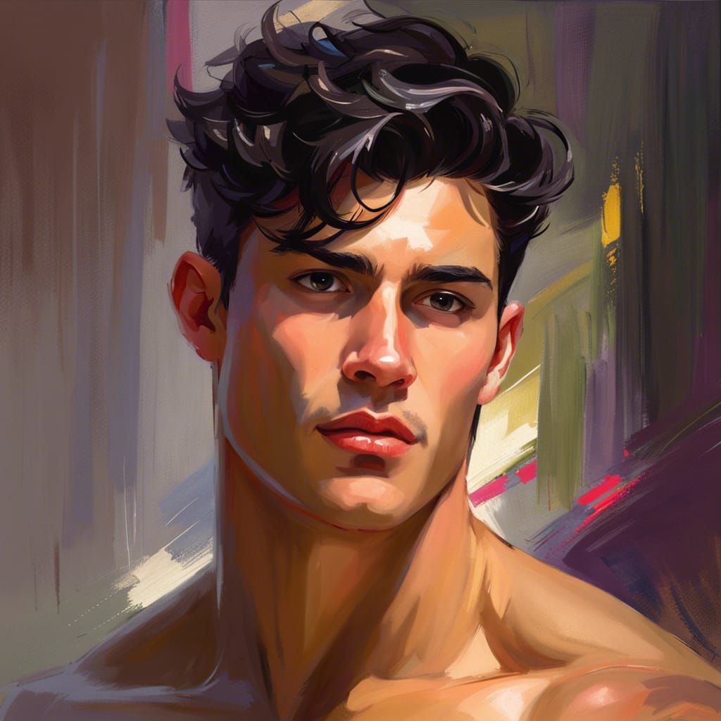 Latino Man Portrait in Artgerm Studio Ghibli Style