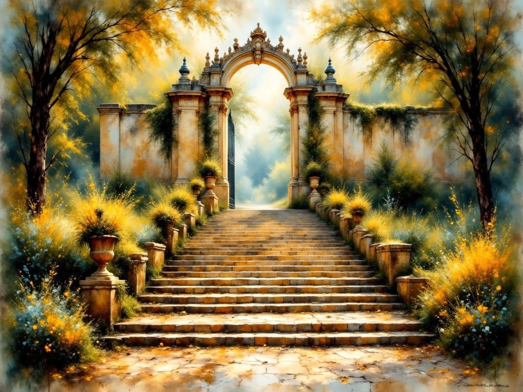 Heaven's Gate in Impressionist Oil Painting Style