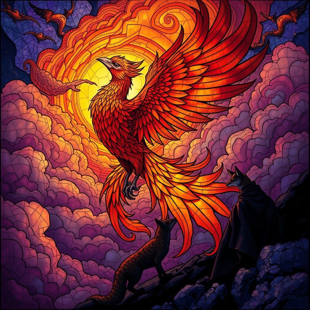 Dreamlike Phoenix Emerges in Ethereal Splendor