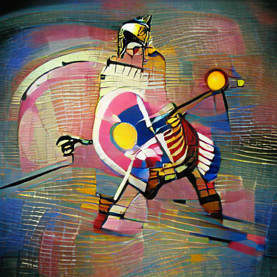 Abstract Gladiator Painting in Kandinsky Style