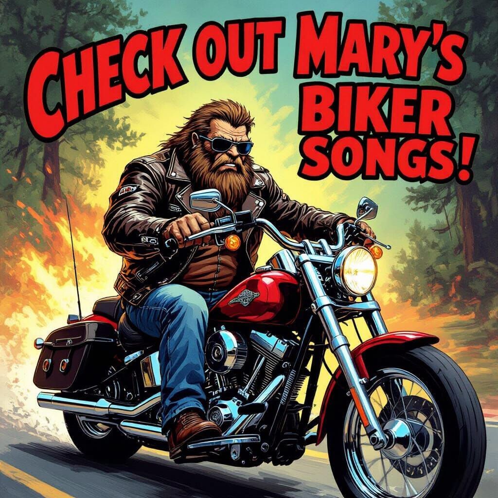 Big Foot on Harley: Gritty Biker Comic Art