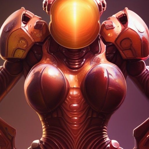 Hyperrealistic Samus Aran Portrait in Biopunk Style