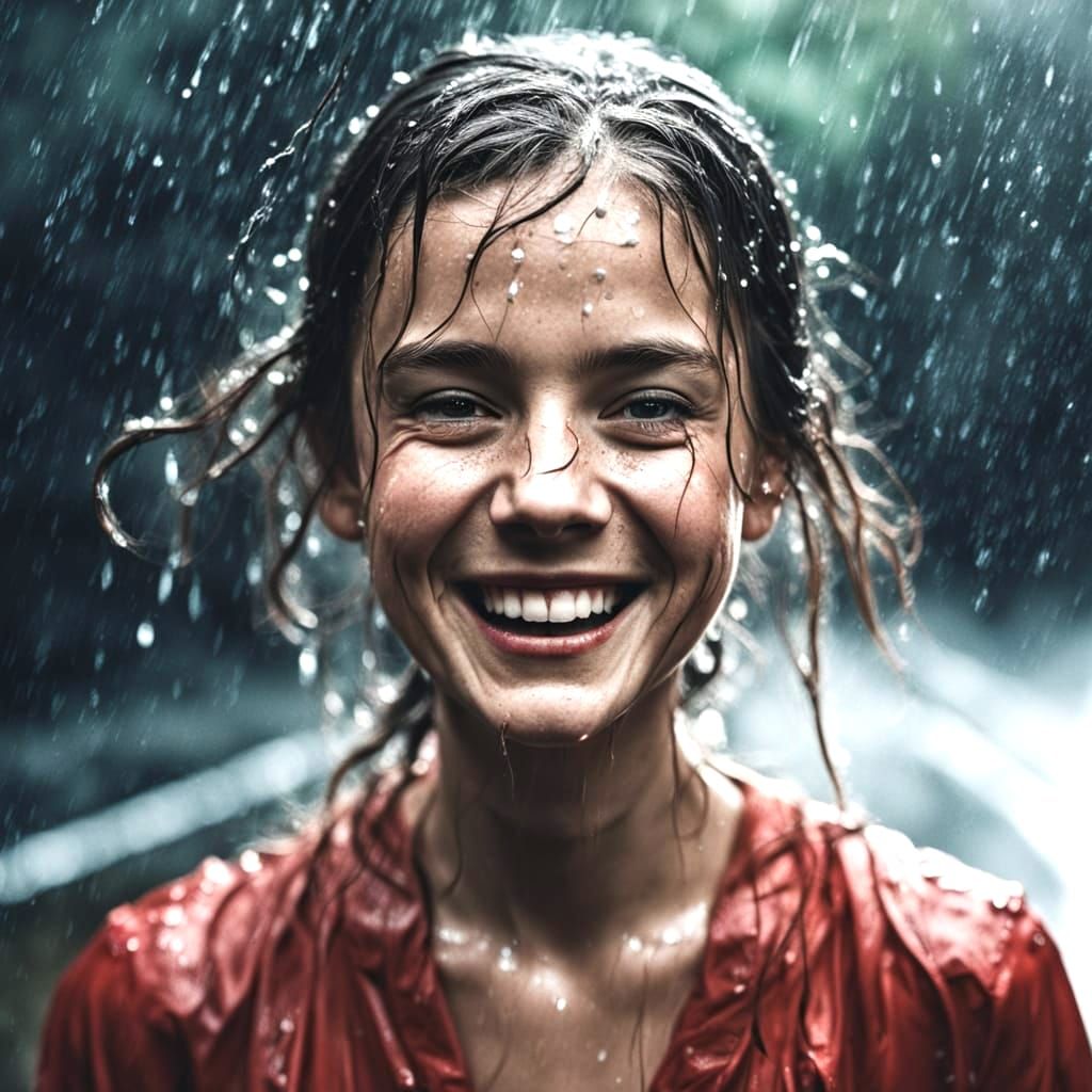 Bride's Joyful Dance in Summer Rain