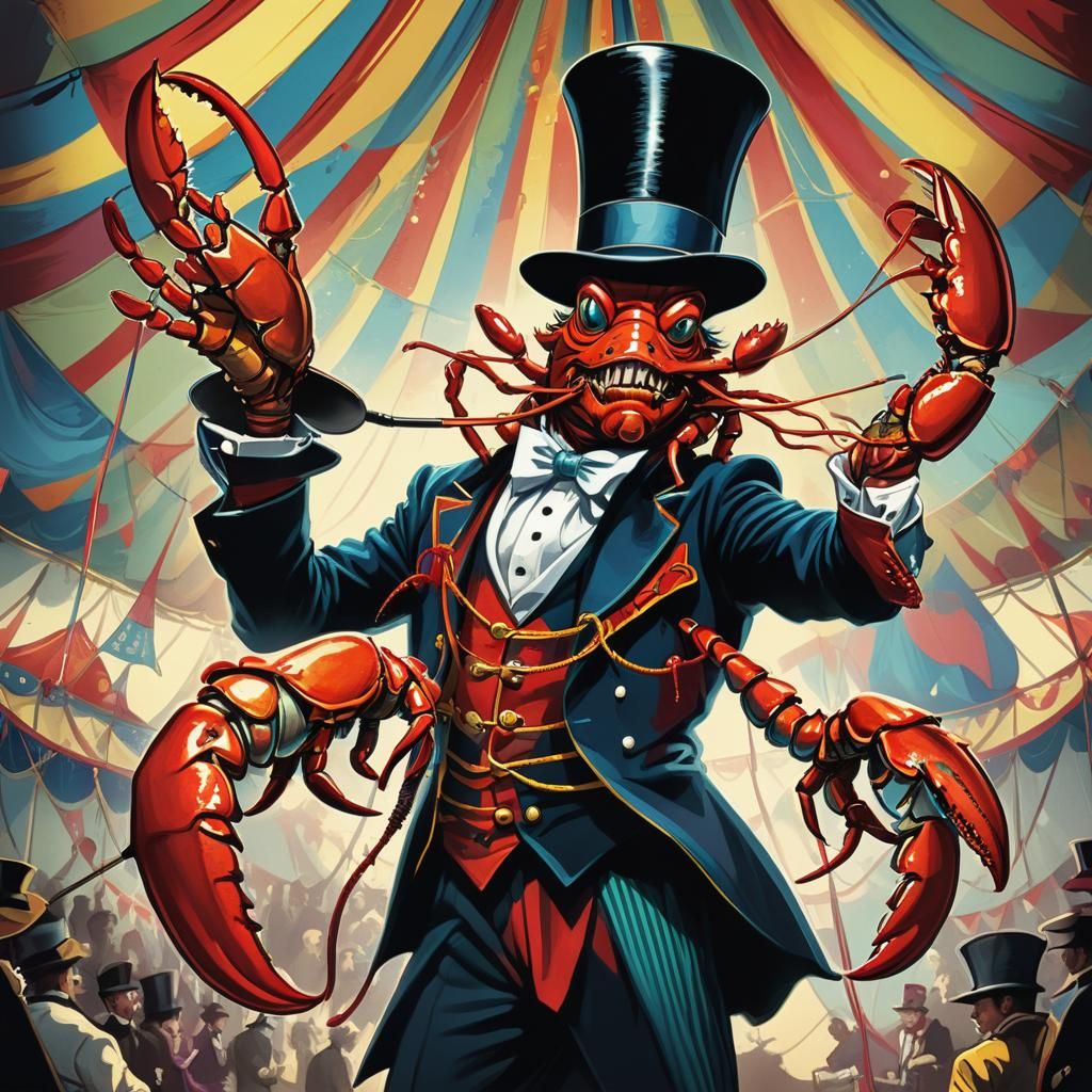 Circus Lobster Tamer in Comic Book Style