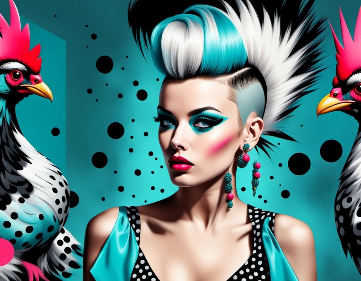 Pop Art Lady with Chicken Mohawk: Graffiti Blend