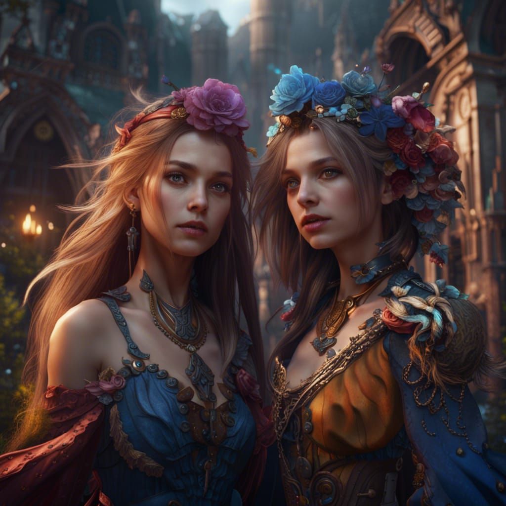 Fantastical Girls in Detailed Matte Painting