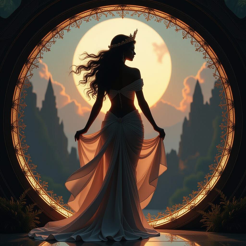 Aphrodite Double Exposure Silhouette in Hyperrealism