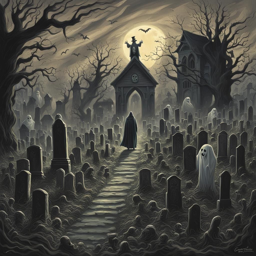 Haunted Graveyard Scene in Sinister Style
