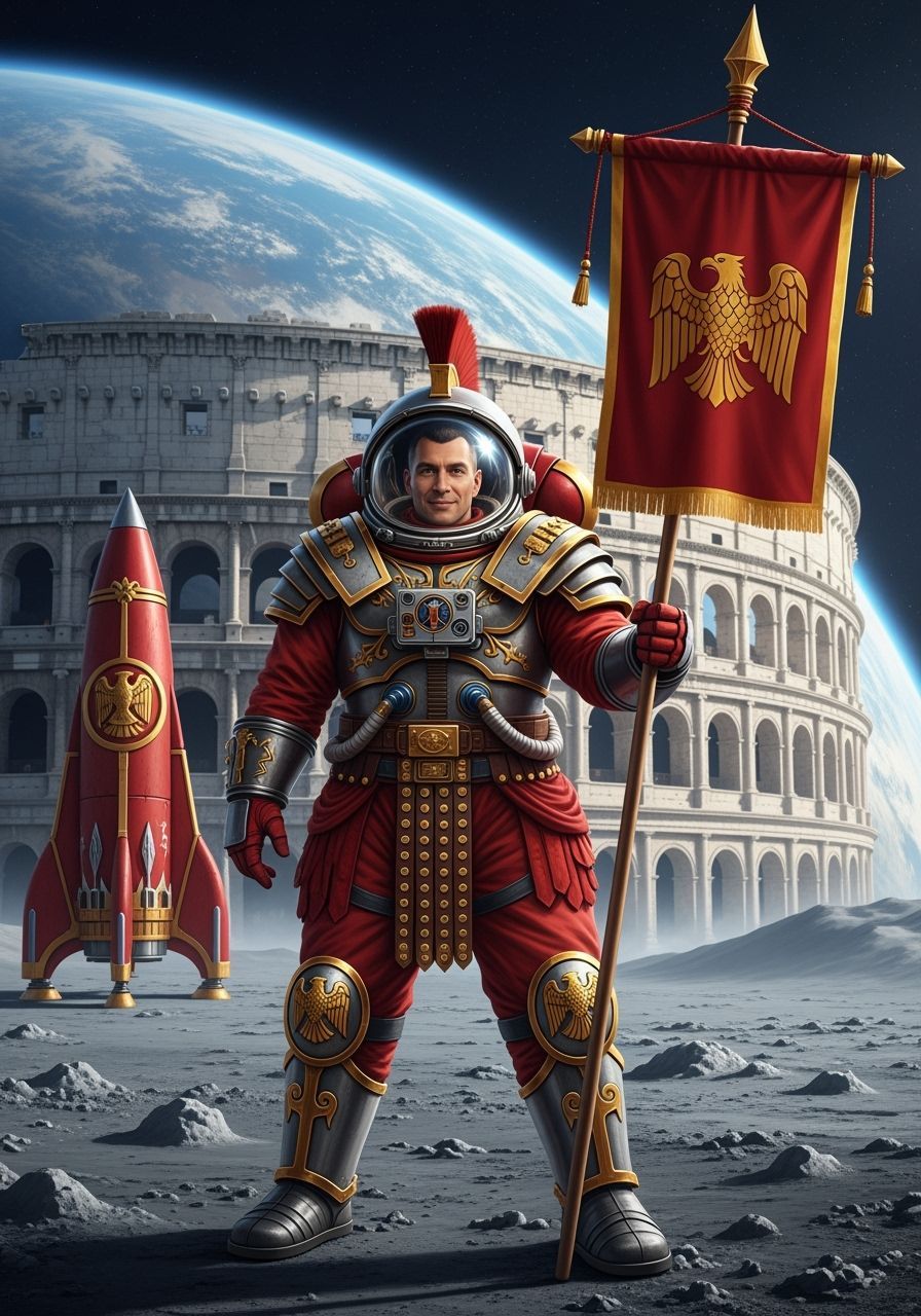 Roman Astronaut on the Moon in Warhammer 40k Style