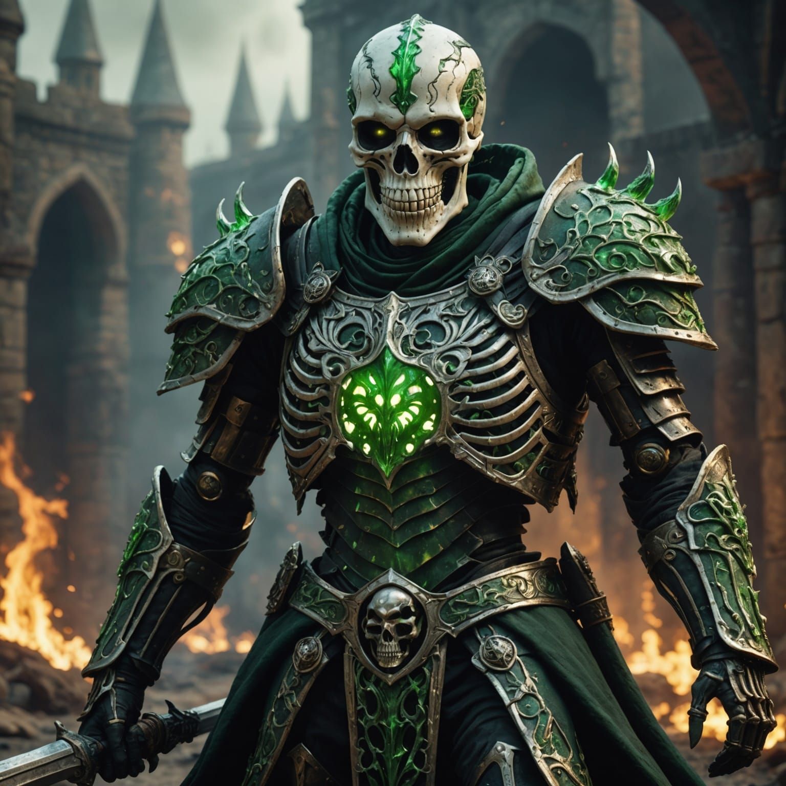 Flaming Skeleton Warrior on Dark Horse