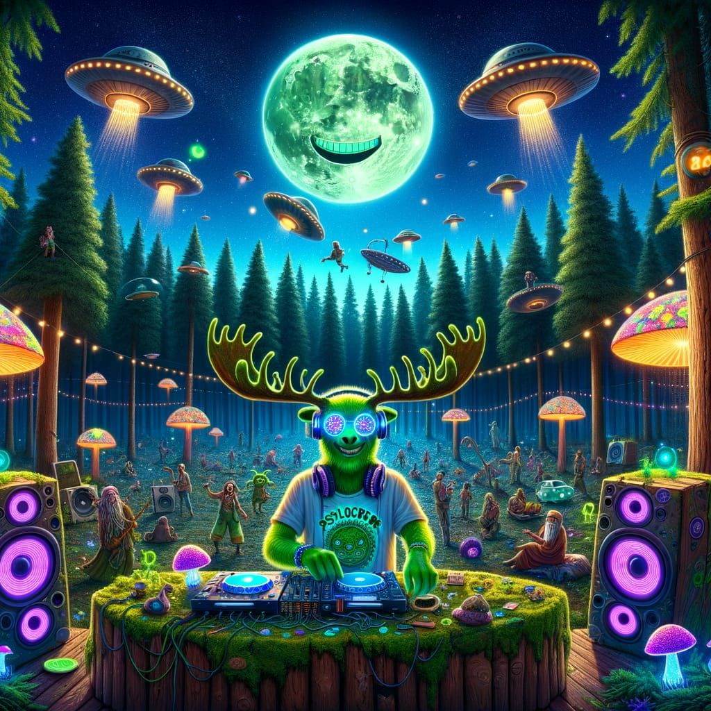 Psychedelic Forest Party with DJ Moose Under Smiling Moon