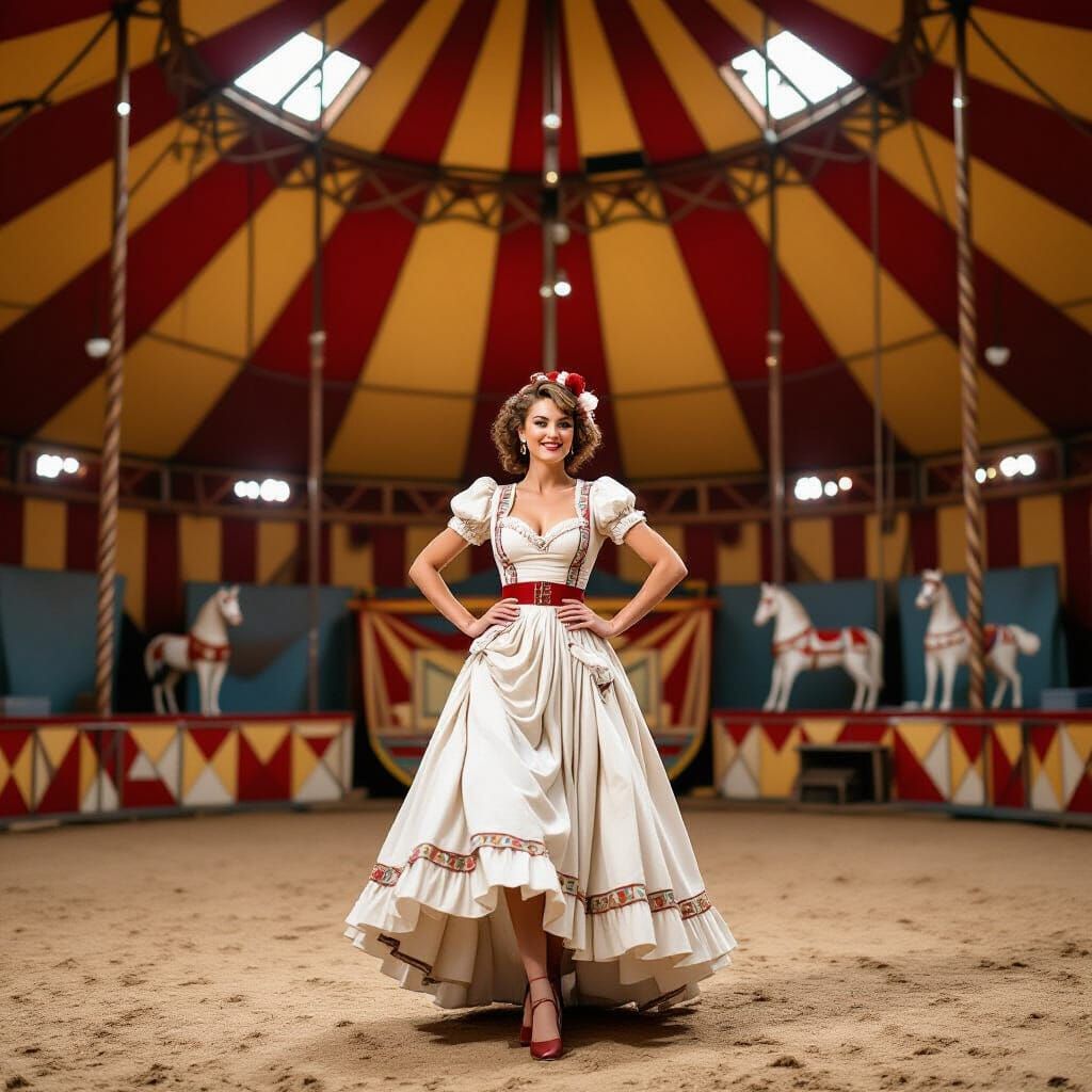 Whimsical Portrait of a Woman in Circus Tent