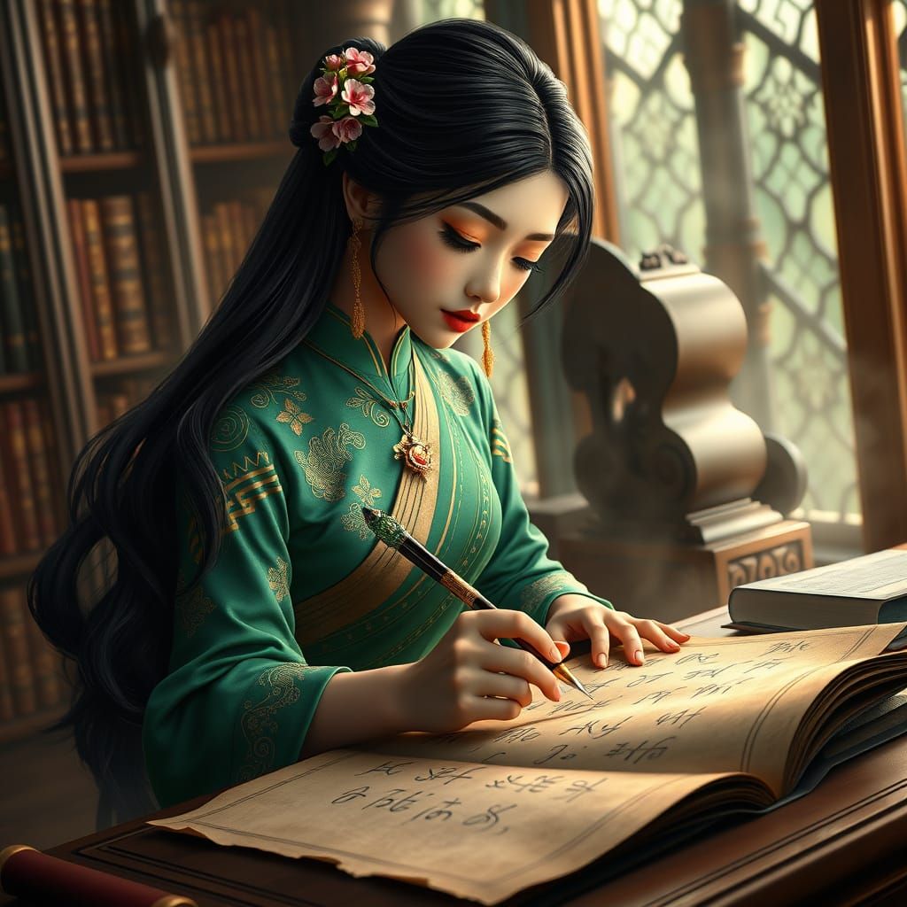 Thai Goddess of Literature in Mystical Library