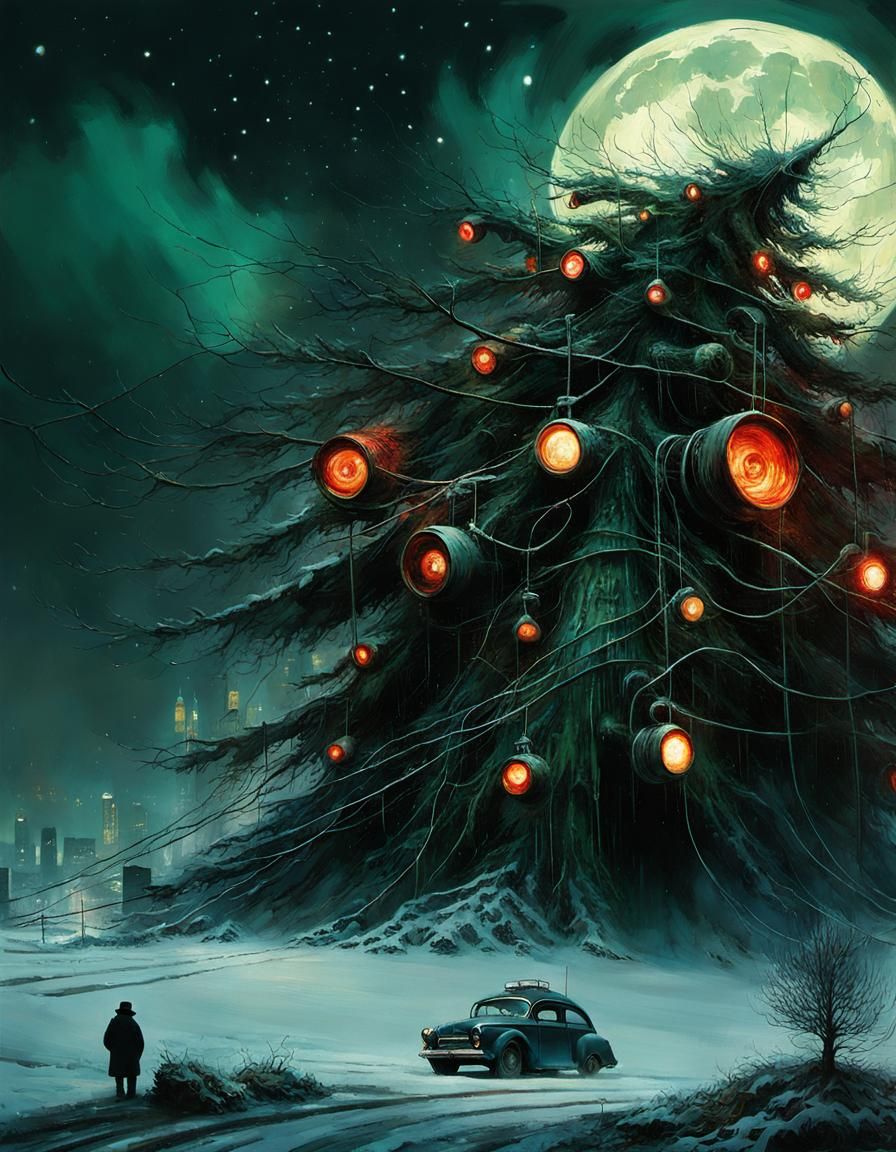 Cyberpunk Christmas Tree Digital Art