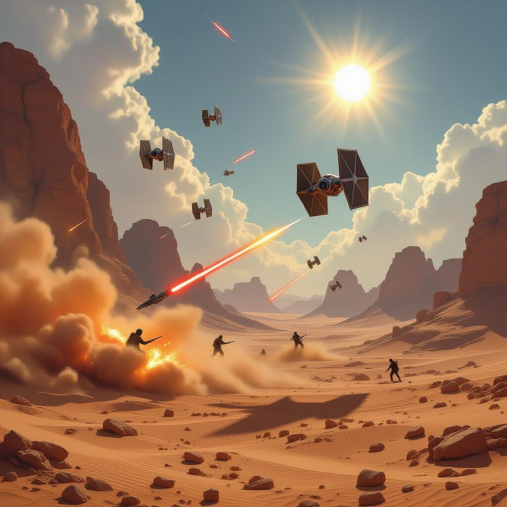 Star Wars Battle: X-Wings vs TIE Fighters on Tatooine