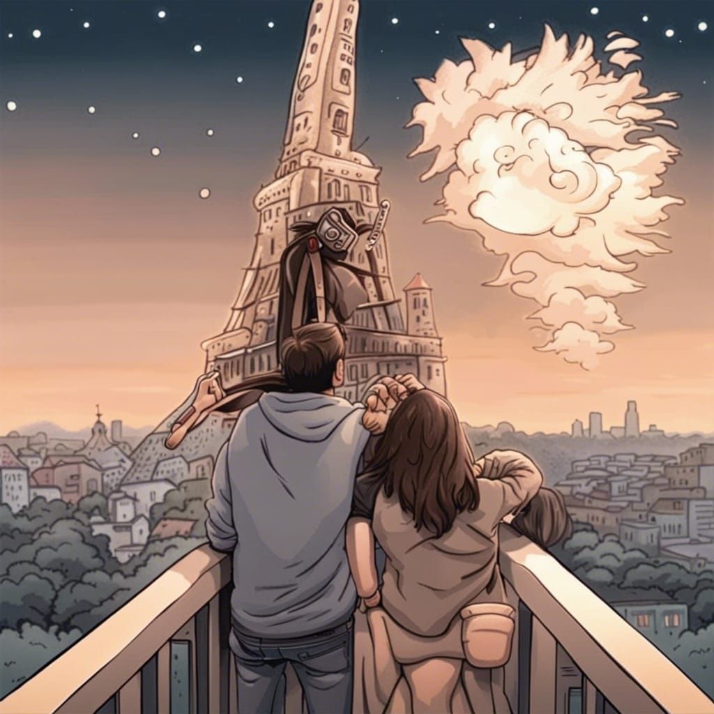 Paris Coloring Page: Line Art Illustration