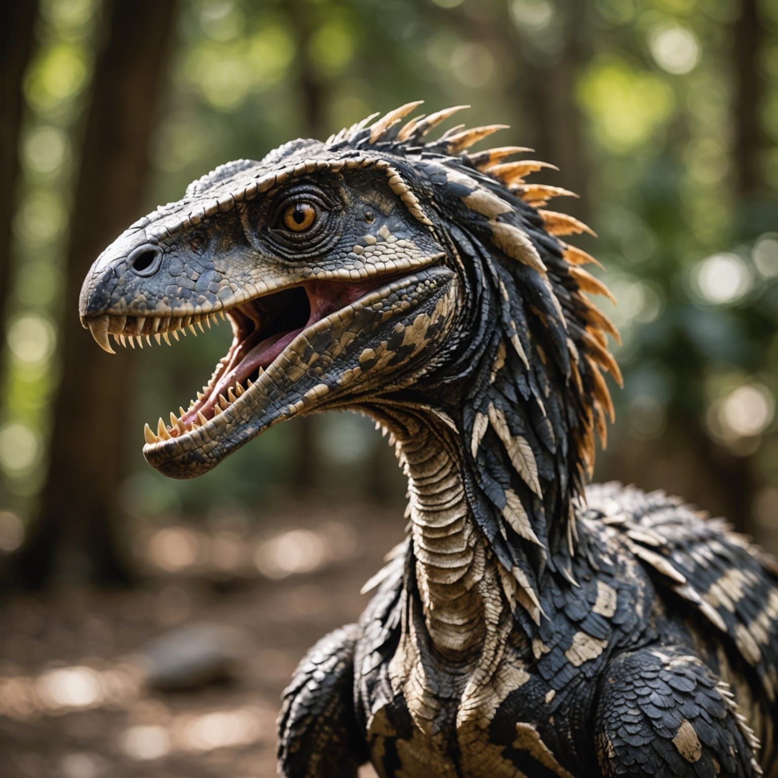 Velociraptor in the Wild with Feathered Splendor