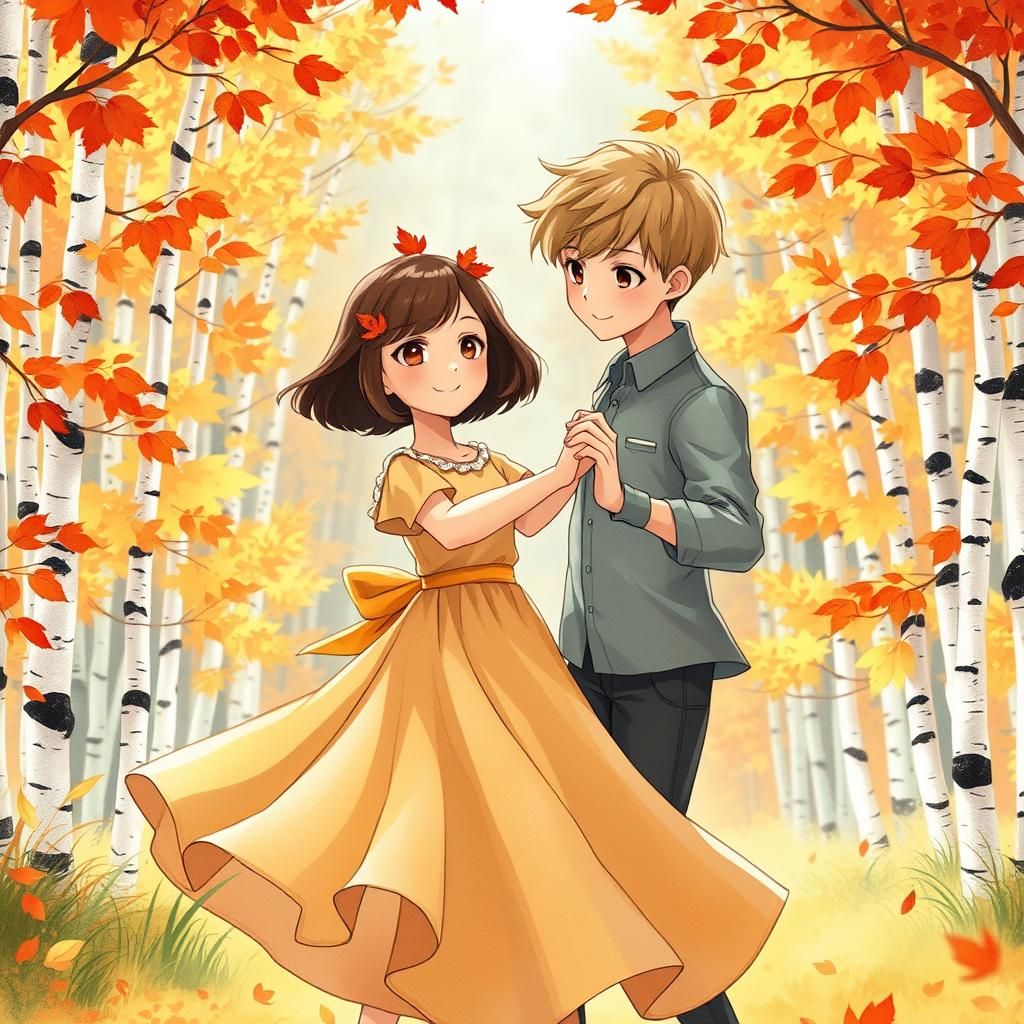 Dancing Couple in Autumn Forest, Ghibli-Inspired