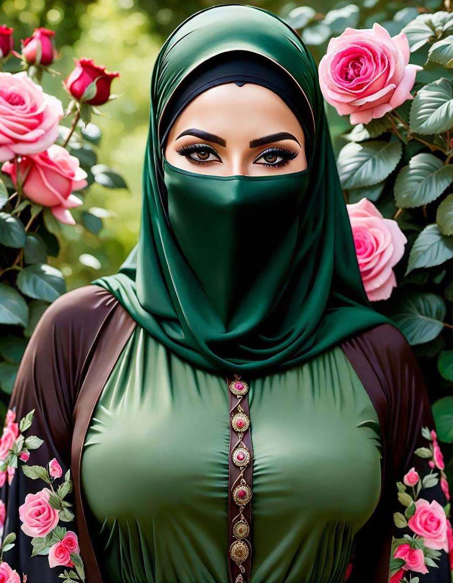 Psychedelic Niqabi Woman in Botanic Garden, Pop Art