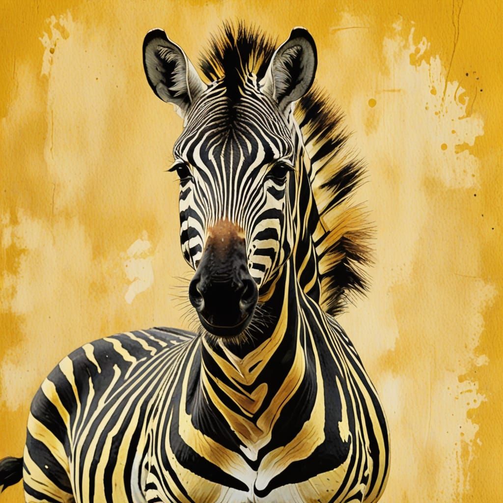 Youthful Yellow Zebra Standing Proudly