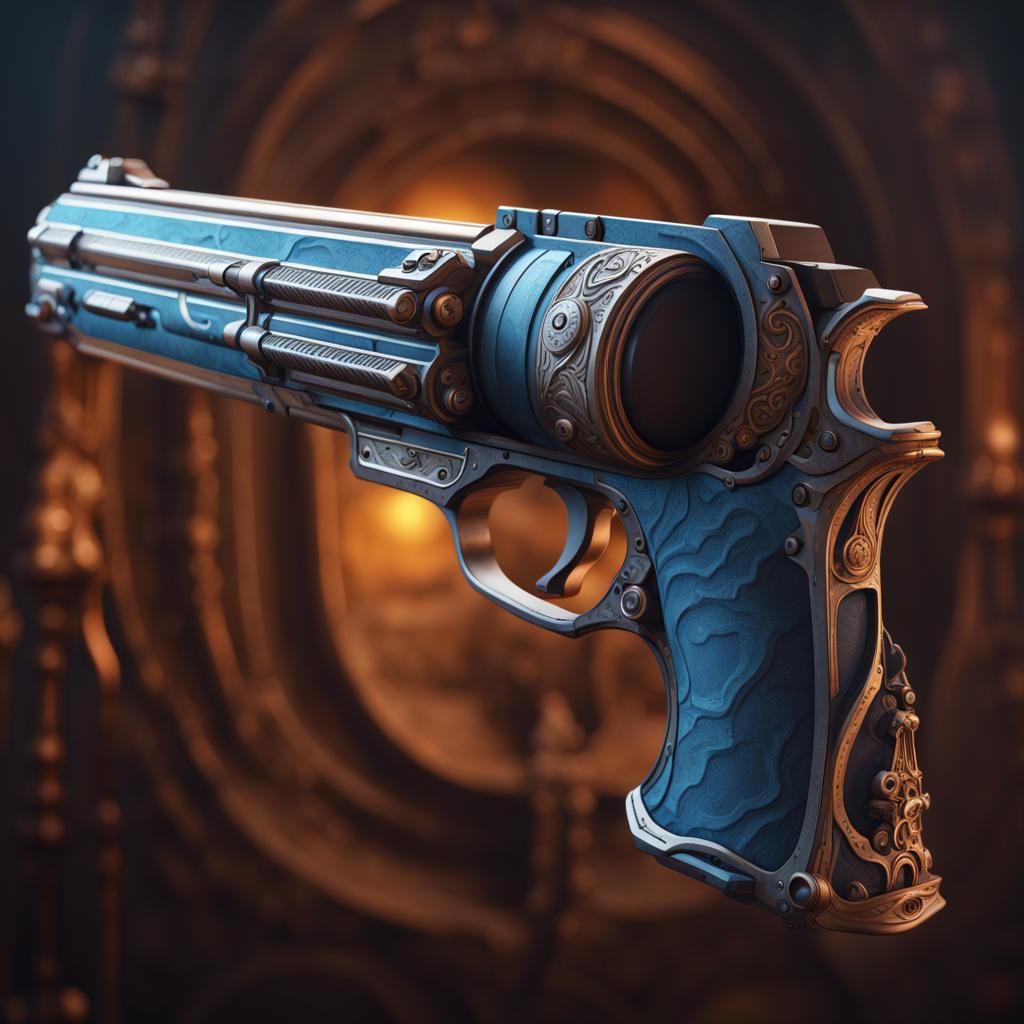 Detailed Pistol Matte Painting in Deep Color