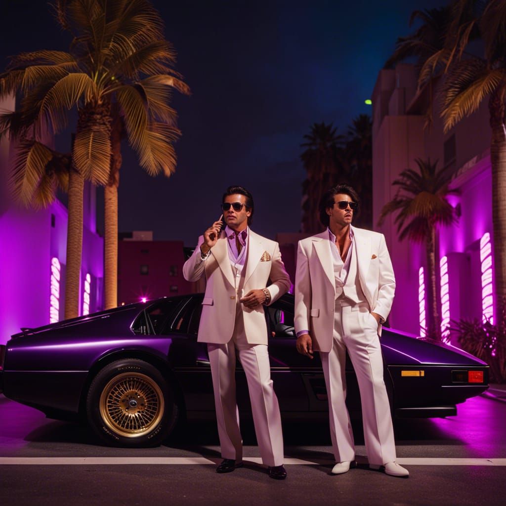 Miami Vice Duo in Neon Night