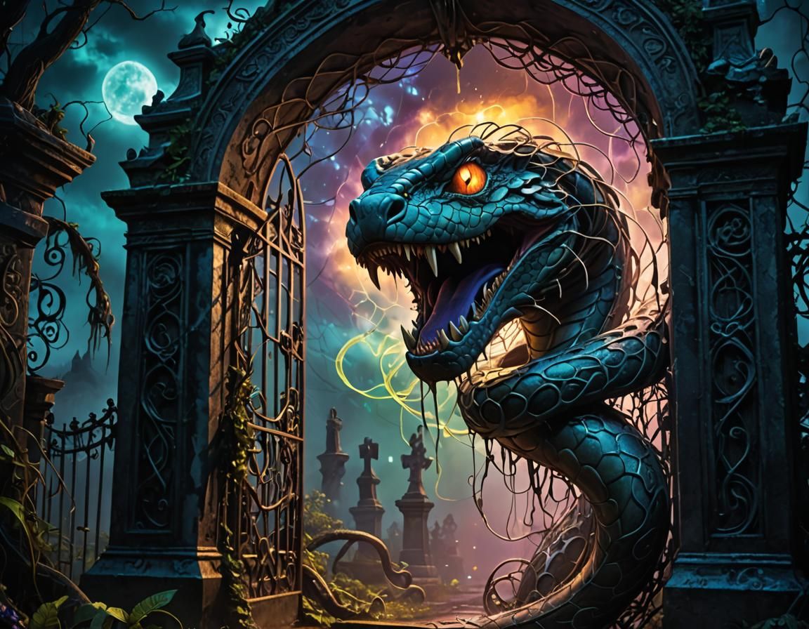 Ethereal Snake Emerges in Haunted Cemetery