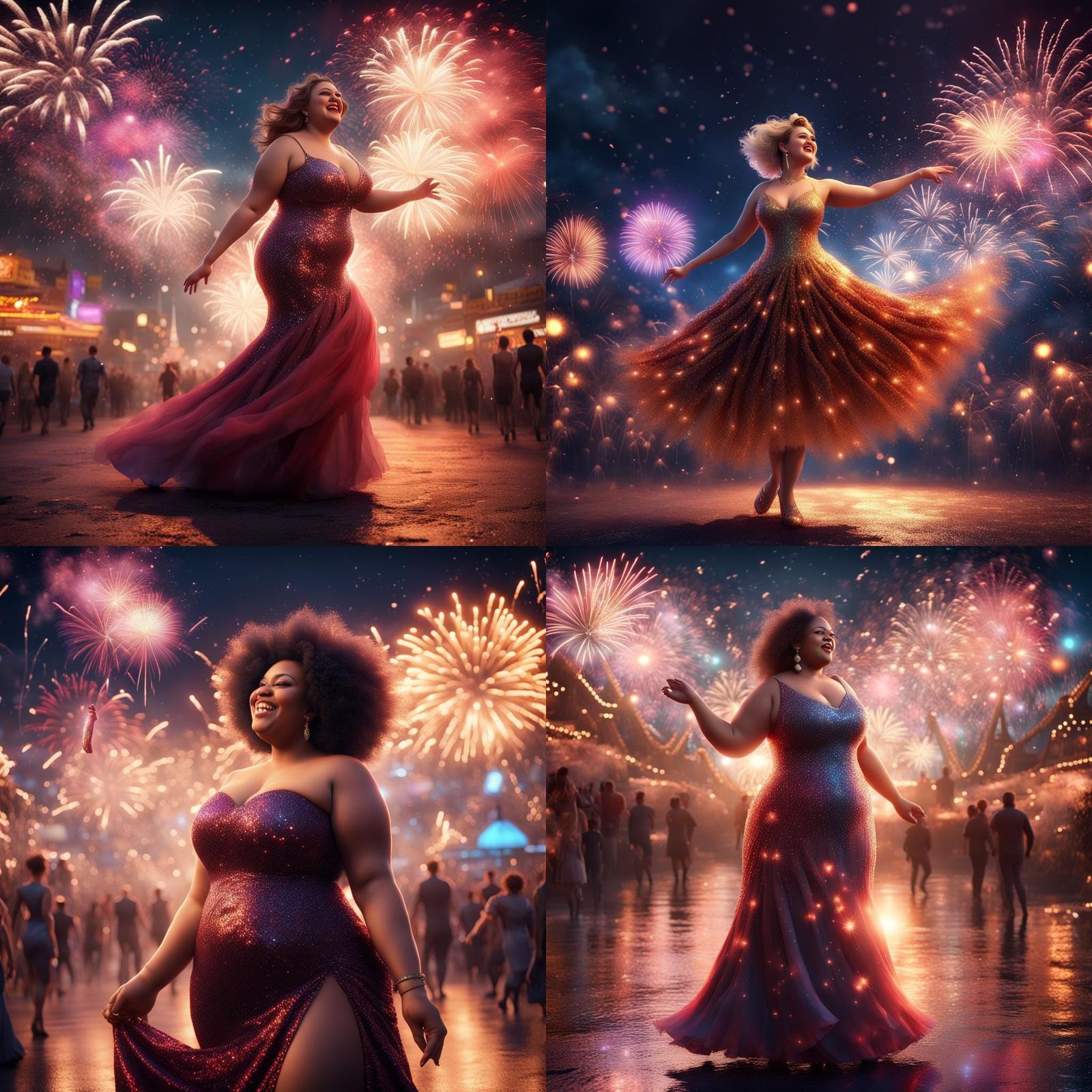 Woman Dancing on New Year's Eve, Digital Art