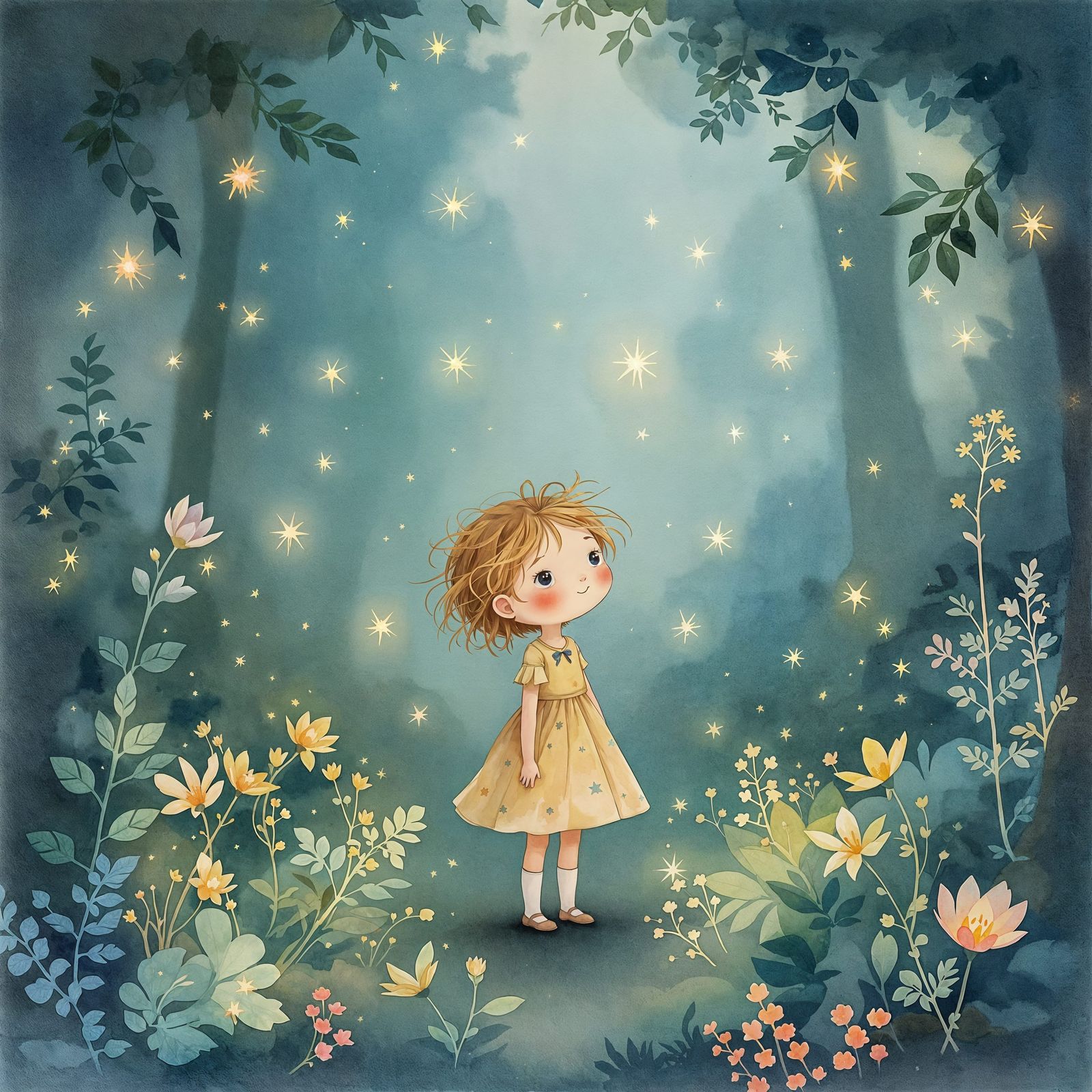 Kidcore Watercolor of a Magical Liminal Space