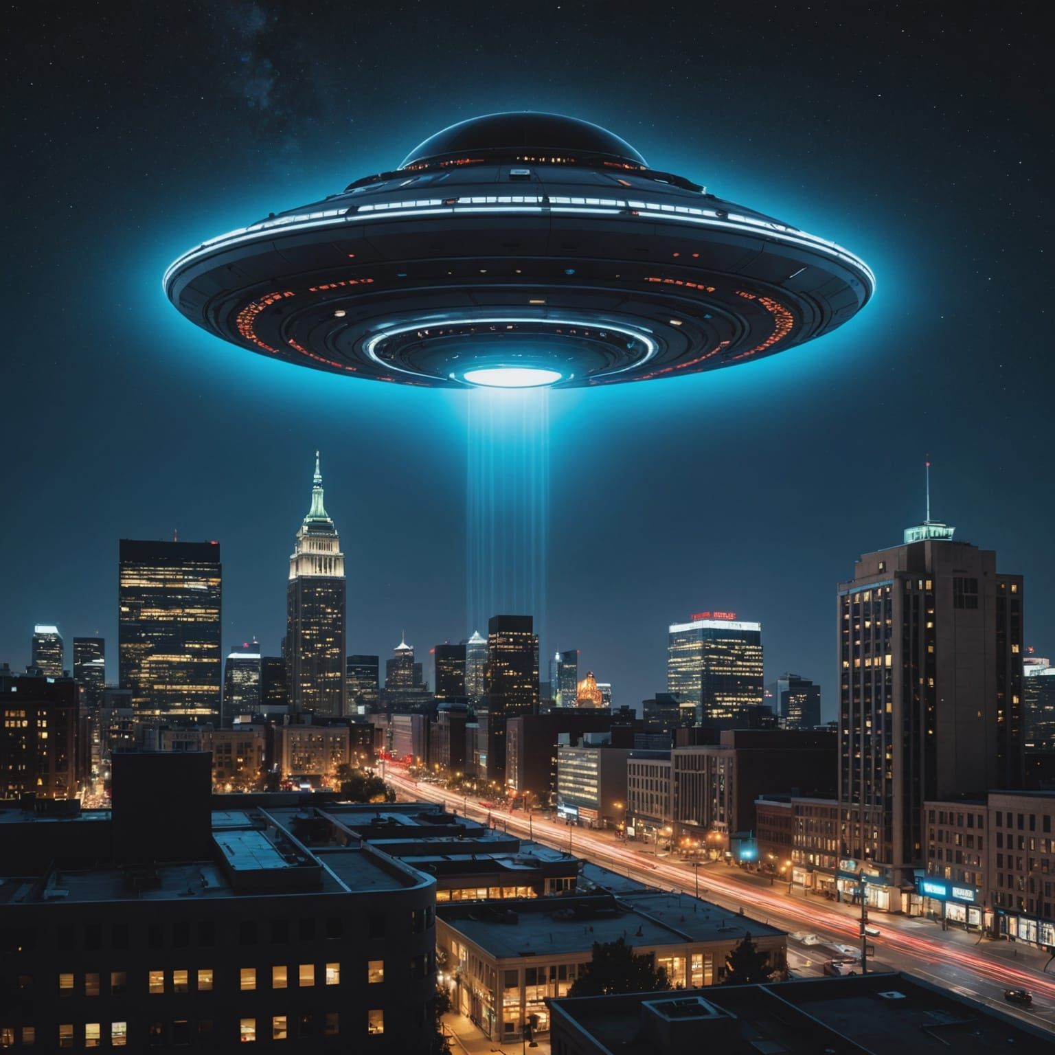 UFO Invasion Scene in Sci-Fi Style